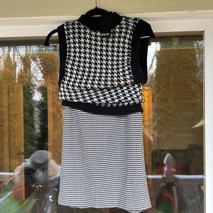 Nasty Gal vest and Express houndstooth pencil skirt